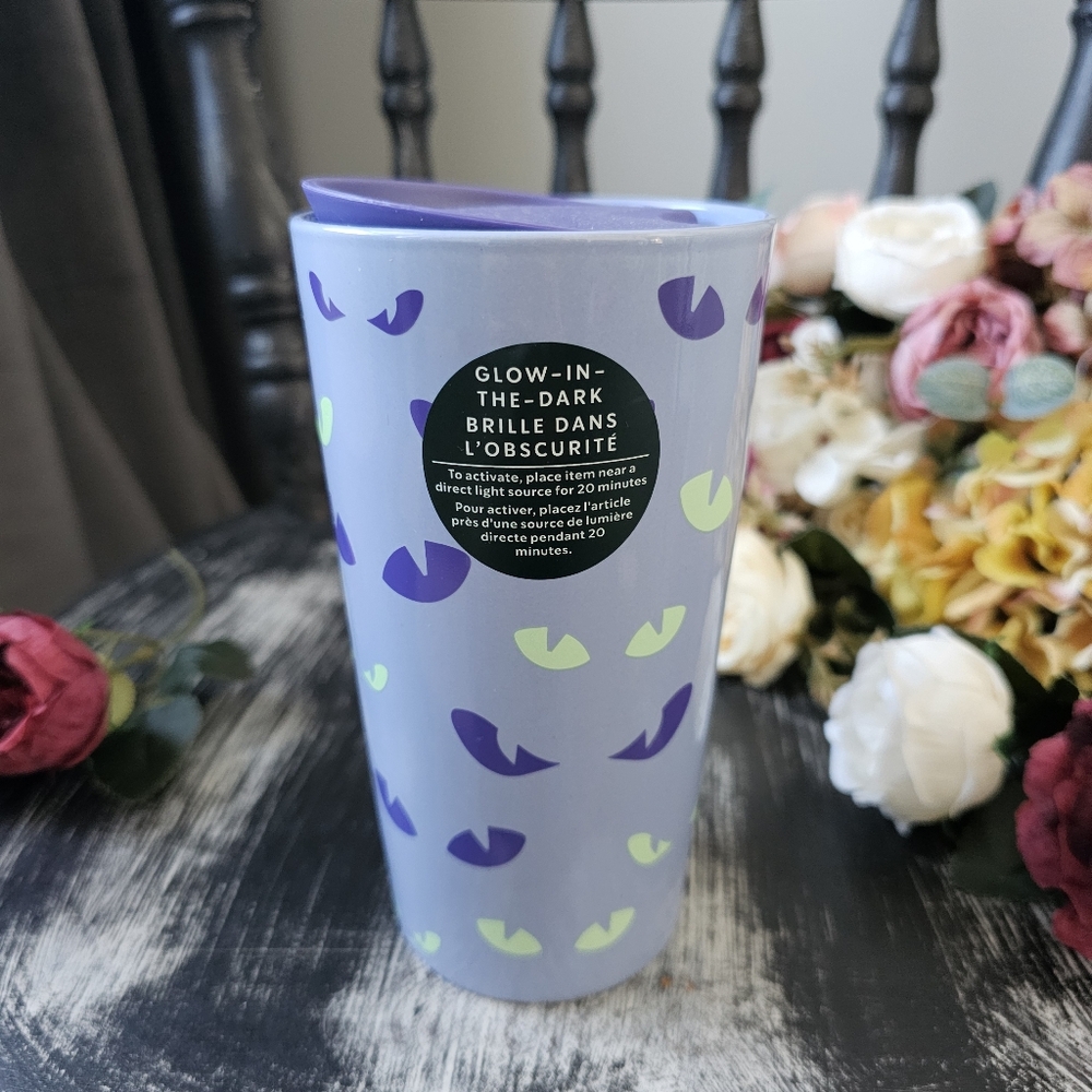 2022 Halloween Starbucks Lavender Eyes Glow in the Dark 12oz Ceramic Tumbler